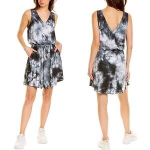 Sweaty Betty Take It Easy Tie Dye Black Gray Sleeveless Dress Sz S Elastic Waist
